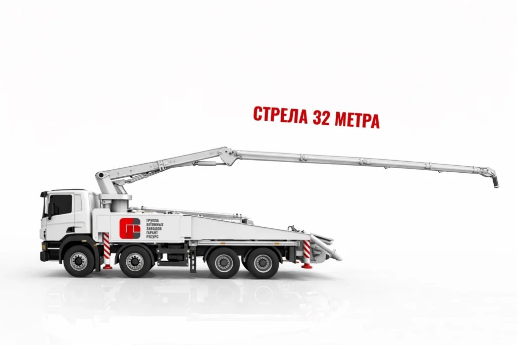Автобетононасос со стрелой 32 м для подачи бетона в Дмитрове и области